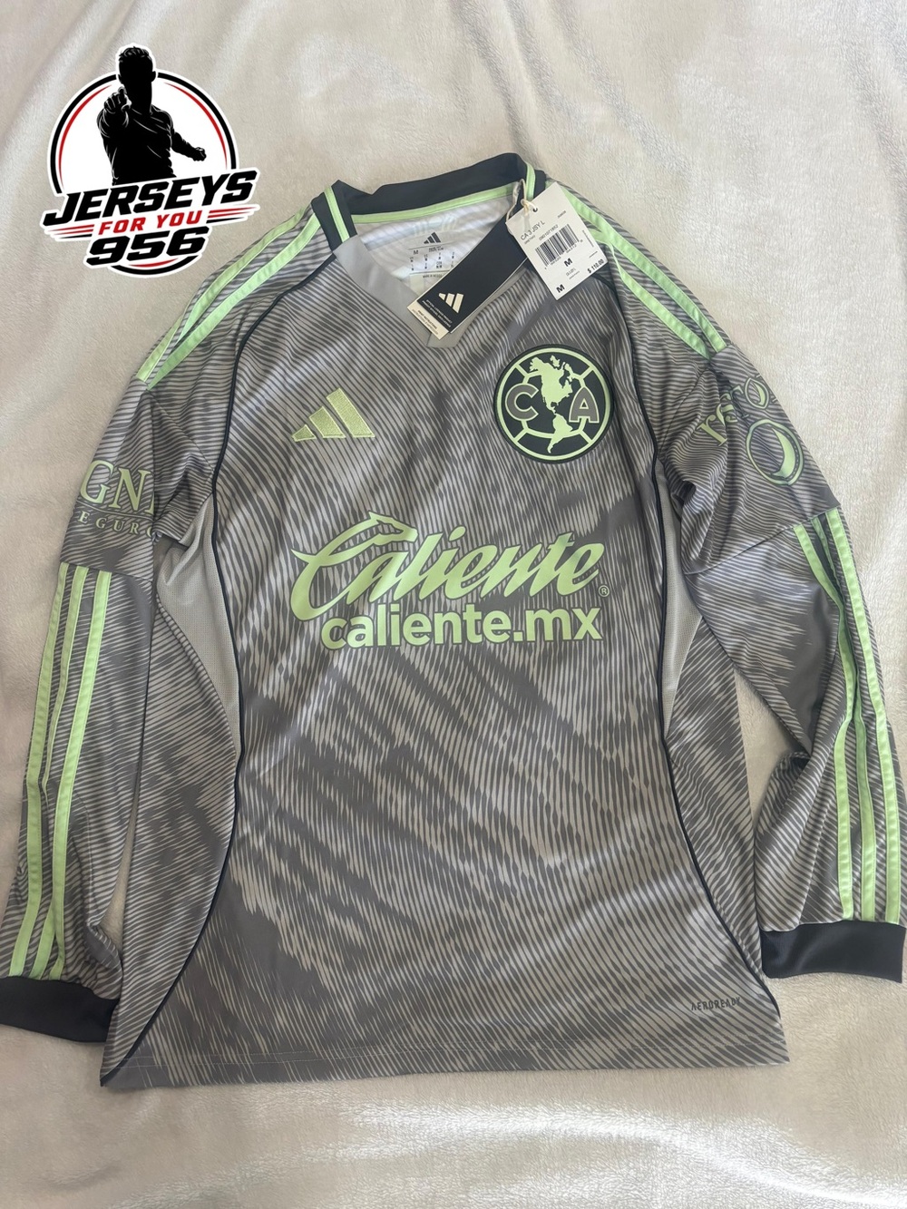 Adidas Club América Gray & Neon Green Long-Sleeve Jersey